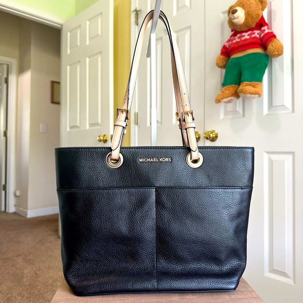 #52. Michael Kors Black Leather Tote Bag, New without Tag